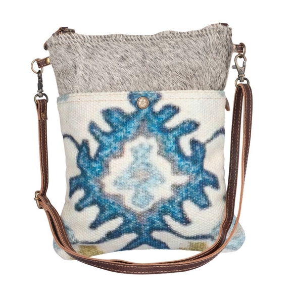 Myra Bag Handbags - Myra Bewitching Hues crossbody, hairon, upcycled rug and canvas